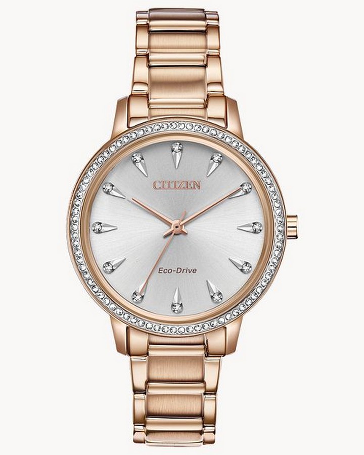 Đồng Hồ Citizen Silhouette Crystal Nữ Hồng Bạc